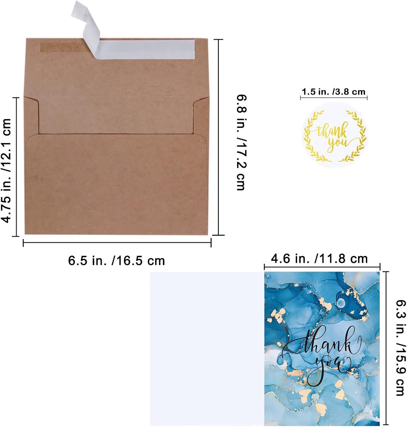 imageWinlyn 150 Sets Bulk Blank Thank You Cards with Envelopes Stickers Assortment 6 Designs of Watercolor Marbling Thank You Greeting Cards Note Cards for Wedding Baby Bridal Shower Birthday All Occasions