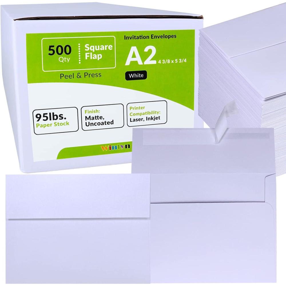 image500 Pcs White A7 Invitation Envelopes 5 14 x 7 14 Square Flap Envelopes Self Seal 95lb for Wedding Shower Birthday Bussiness Graduation Mailing Invitation Announcement 5 x 7 Greeting Cards PhotosA2