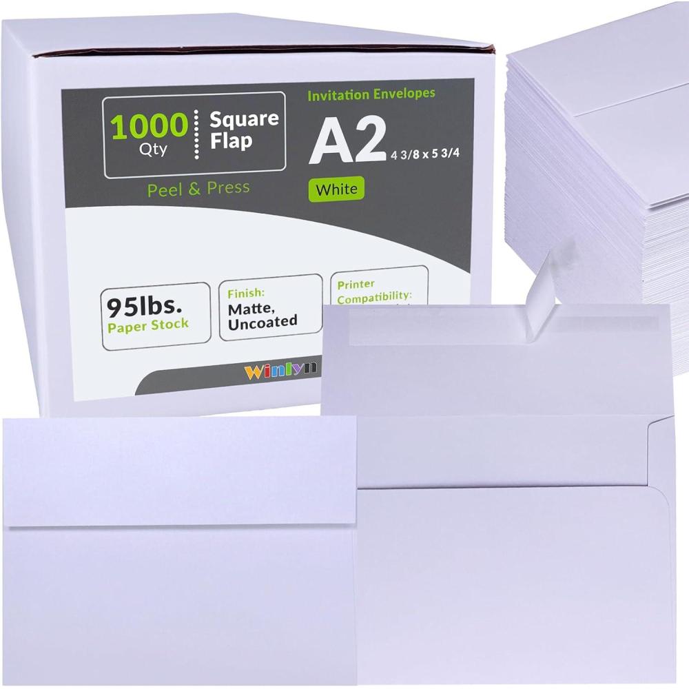 image500 Pcs White A7 Invitation Envelopes 5 14 x 7 14 Square Flap Envelopes Self Seal 95lb for Wedding Shower Birthday Bussiness Graduation Mailing Invitation Announcement 5 x 7 Greeting Cards PhotosA2 1000 pcs white