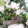 1 Pcs Wood Planter Box Rectangle Whitewashed Wooden Rectangular Planter Decorative Rustic Wooden Box with Inner Plastic Box – 17.3″ L x 7.8″ W x 3″ H Floral Natural Centerpieces Rustic Wedding Decor