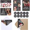 120 Sets Christmas Cards Holiday Cards with Envelopes Stickers Assortment Bulk 6 Designs Chalkboard Vintage Merry Christmas Cards Holiday Greeting Cards for Xmas Season Winter Festival Happy New Year