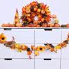 2 Pack Fall Maple Leaf Garland – 6ft/Piece Artificial Berries Sunflower Pumpkin Autumn Garland Decoration for Wedding Party Thanksgiving Dinner Fireplace Door Frame Doorway Backdrop Decor
