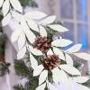 20 Pieces Gold Glittered Artificial Leaf Spray Picks 12″ Tall for Christmas Winter Wedding Wreath Tree Swag Floral Arrangment Vase Bouquets Table Centerpieces Decoration(White)