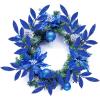 20 Pieces Gold Glittered Artificial Leaf Spray Picks 12″ Tall for Christmas Winter Wedding Wreath Tree Swag Floral Arrangment Vase Bouquets Table Centerpieces Decoration(Blue)