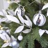 20 Pieces Gold Glittered Artificial Leaf Spray Picks 12″ Tall for Christmas Winter Wedding Wreath Tree Swag Floral Arrangment Vase Bouquets Table Centerpieces Decoration(White)