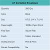 200 Pcs White A7 Invitation Envelopes 5 1/4 x 7 1/4 Square Flap Envelopes Self Seal 95lb for Wedding Shower Birthday Bussiness Graduation Mailing Invitation Announcement 5 x 7 Greeting Cards Photos(Black)