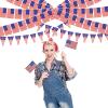 23 Pcs Assorted Patriotic American Flag Outdoor Decorating Kit USA American Flag Lawn Garden Flag on Sticks Plastic Flag Banner Pennant Banner for 4th of July Patriotic Party Parade Float Decorations