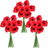 24 pcs Artificial Red Flower Stems PU Real Touch Flower Fake Flowers in Red with Black Center 11.6″ Tall for Wedding Bouquets Corsages Centerpiece Floral Arrangements