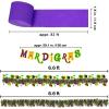 38 Pcs Mardi Gras Party Swirls Hanging Foil Swirl Streamers with Mardi Gras Banner Tinsel Garland Crepe Paper Streamers for Mardi Gras New Orleans Bachelorette Birthday Ceiling Backdrop Decoration