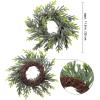 4 pcs Artificial Frosted Cedar and Pine Cone Candle Rings Christmas Candle Holder Rings Faux Cedar Twigs Wreath Mini Window Wreaths 11.8″ Wide for Christmas Holiday Winter Season Decoration
