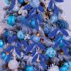 40 Pieces Gold Glittered Artificial Leaf Spray Picks 12″ Tall for Christmas Winter Wedding Wreath Tree Swag Floral Arrangment Vase Bouquets Table Centerpieces Decoration(Blue)