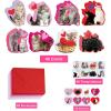 48 Sets Valentine’s Day Cards Scratch & Sniff Strawberry Scented Valentine Cards Cat Kitten Pet Love Cards with Envelopes and Heart Stickers Tattoo for Kids Party Favor School Classroom Gift Exchange