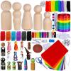 50 Sets Assorted Unfinished Wooden Peg Doll Bodies Family Doll Bodies Craft 5 Natural Solid Wood Toy People Shapes DIY Wood Craft Supplies for Nativity Scene Doll House Family Portrai Ativity