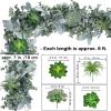 6′ Long Faux Mixed Eucalyptus Leaves and Lamb’s Ear Leaves Garland with 8 Pcs Artificial Succulents for Farmhouse Wedding Arch Backdrop Table Runner Centerpiece Mantel Indoor Outdoor Greenery Decor