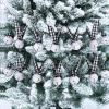 6 Yards Rustic Christmas White Sleigh Bell Garland Primitive Metal White Jingle Bells and Gingham Ribbon Hanging Garland for Vintage Farmhouse Christmas Tree Banister Mantel Winter Holiday Decoration(White)