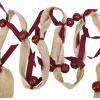 6 Yards Rustic Christmas White Sleigh Bell Garland Primitive Metal White Jingle Bells and Gingham Ribbon Hanging Garland for Vintage Farmhouse Christmas Tree Banister Mantel Winter Holiday Decoration(Burlap)