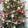6 Yards Rustic Christmas White Sleigh Bell Garland Primitive Metal White Jingle Bells and Gingham Ribbon Hanging Garland for Vintage Farmhouse Christmas Tree Banister Mantel Winter Holiday Decoration(Burlap)