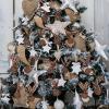 6 Yards Rustic Christmas White Sleigh Bell Garland Primitive Metal White Jingle Bells and Gingham Ribbon Hanging Garland for Vintage Farmhouse Christmas Tree Banister Mantel Winter Holiday Decoration(Rusty)