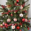 6 Yards Rustic Christmas White Sleigh Bell Garland Primitive Metal White Jingle Bells and Gingham Ribbon Hanging Garland for Vintage Farmhouse Christmas Tree Banister Mantel Winter Holiday Decoration(Red)