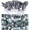 6 Yards Rustic Christmas White Sleigh Bell Garland Primitive Metal White Jingle Bells and Gingham Ribbon Hanging Garland for Vintage Farmhouse Christmas Tree Banister Mantel Winter Holiday Decoration(White)