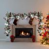 Artificial Christmas Pine Garland with Berries Pinecones Spruce Eucalyptus Leaves Cotton Balls Winter Greenery Garland for Holiday Season Mantel Fireplace Table Runner Centerpiece Décor 6 feet