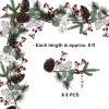 Artificial Christmas Pine Garland with Berries Pinecones Spruce Eucalyptus Leaves Cotton Balls Winter Greenery Garland for Holiday Season Mantel Fireplace Table Runner Centerpiece Décor 6 feet