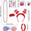 Bulk Patriotic Red White Blue Novelty Jewelry Assortment Patriotic Party Favors Supplies Head Bopper Necklaces Bracelet Glasses Tattoo Stickers for 4th of July Independence Day Memorial Day Parades