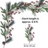Christmas Artificial Pine Garland with Spruce Cypress Berries Frosted Pinecones Winter Greenery Garland for Holiday Season Mantel Fireplace Table Runner Centerpiece Decoration 6.6 feet