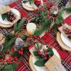 Christmas Artificial Pine Garland with Spruce Cypress Berries Frosted Pinecones Winter Greenery Garland for Holiday Season Mantel Fireplace Table Runner Centerpiece Decoration 6.6 feet