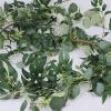 Fake Greenery Garlands Artificial Silver Dollar Eucalyptus Garland in Grey Green and Willow Twigs Garland Intertwined Together for Rustic Wedding Arch Swag Doorways Table Runner Decoration