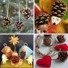Supla 30 Pcs Christmas Hanging Real Preserved Pine Cones Ornaments 2″-3″ Tall Christmas Tree Hanging Pinecone Ornaments