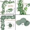 Windiy 5.5′ L Mixed Faux Silver Dollar Eucalyptus Artificial Willow Vines Twigs Leaves Garland Wedding Arch Swag Backdrop Greenery Garland Table Runner Indoor Outdoor