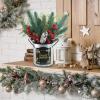 Winlyn 1 Pack Christmas Floral Arrangement Centerpieces Artificial Pine Needle Cedar Red Berry Pinecone in Galvanized Pots Small Potted Christmas Tree 12.4″ Tall for Holiday Home Mantel Tabletop Décor