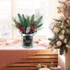 Winlyn 1 Pack Christmas Floral Arrangement Centerpieces Artificial Pine Needle Cedar Red Berry Pinecone in Galvanized Pots Small Potted Christmas Tree 12.4″ Tall for Holiday Home Mantel Tabletop Décor
