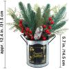 Winlyn 1 Pack Christmas Floral Arrangement Centerpieces Artificial Pine Needle Cedar Red Berry Pinecone in Galvanized Pots Small Potted Christmas Tree 12.4″ Tall for Holiday Home Mantel Tabletop Décor