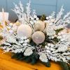 Winlyn 12 Pcs Christmas Artificial Pine Branches White Glittered Pine Needles with Pinecone and Berries Christmas Floral Picks 14.2″ for White Christmas Tree Wreath Swag Holiday Winter Wedding Bouquet(White)