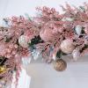 Winlyn 12 Pcs Christmas Artificial Pine Branches White Glittered Pine Needles with Pinecone and Berries Christmas Floral Picks 14.2″ for White Christmas Tree Wreath Swag Holiday Winter Wedding Bouquet(Rose Gold)