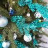 Winlyn 12 Pcs Christmas Artificial Pine Branches White Glittered Pine Needles with Pinecone and Berries Christmas Floral Picks 14.2″ for White Christmas Tree Wreath Swag Holiday Winter Wedding Bouquet(Teal)