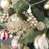 Winlyn 12 Pcs Christmas Artificial Pine Branches White Glittered Pine Needles with Pinecone and Berries Christmas Floral Picks 14.2″ for White Christmas Tree Wreath Swag Holiday Winter Wedding Bouquet(Champagne)