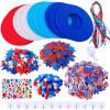 Winlyn 12 Sets 4th of July Craft Kits Patriotic Crafts DIY Patriotic Wreath Signs Ornaments Decorations Art Sets Red White Blue Star USA Flag Pinwheel Foam Stickers Arts and Crafts for Kids Activities