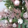 Winlyn 15 Pcs Silver Glitter Artificial Cedar Sprigs Picks Faux Cedar Branches Stems Christmas Tree Picks Sprays 15.4″ H for Silver Christmas Tree Wreath Swag Winter Wedding Bouquet Centerpiece Décor(Rose Gold)