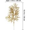 Winlyn 15 Pcs Silver Glitter Artificial Cedar Sprigs Picks Faux Cedar Branches Stems Christmas Tree Picks Sprays 15.4″ H for Silver Christmas Tree Wreath Swag Winter Wedding Bouquet Centerpiece Décor(Gold)