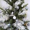 Winlyn 15 Pcs Silver Glitter Artificial Cedar Sprigs Picks Faux Cedar Branches Stems Christmas Tree Picks Sprays 15.4″ H for Silver Christmas Tree Wreath Swag Winter Wedding Bouquet Centerpiece Décor(White)