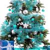 Winlyn 15 Pcs Silver Glitter Artificial Cedar Sprigs Picks Faux Cedar Branches Stems Christmas Tree Picks Sprays 15.4″ H for Silver Christmas Tree Wreath Swag Winter Wedding Bouquet Centerpiece Décor(Teal)