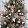 Winlyn 15 Pcs Silver Glitter Artificial Cedar Sprigs Picks Faux Cedar Branches Stems Christmas Tree Picks Sprays 15.4″ H for Silver Christmas Tree Wreath Swag Winter Wedding Bouquet Centerpiece Décor(Rose Gold)