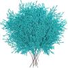 Winlyn 15 Pcs Silver Glitter Artificial Cedar Sprigs Picks Faux Cedar Branches Stems Christmas Tree Picks Sprays 15.4″ H for Silver Christmas Tree Wreath Swag Winter Wedding Bouquet Centerpiece Décor(Teal)