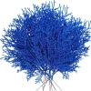 Winlyn 15 Pcs Silver Glitter Artificial Cedar Sprigs Picks Faux Cedar Branches Stems Christmas Tree Picks Sprays 15.4″ H for Silver Christmas Tree Wreath Swag Winter Wedding Bouquet Centerpiece Décor(Blue)