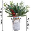 Winlyn 15″ H Farmhouse Christmas Centerpiece Rustic Metal Milk Vase with Artificial Pine Needle Cedar Red Berry Snowy Pinecone Christmas Floral Arrangement Decoration for Holiday Dining Table Mantel