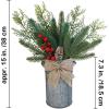 Winlyn 15″H Farmhouse Christmas Centerpiece Rustic Metal Milk Can Artificial Christmas Floral Arrangement with Pine Needle Cedar Red Berry Snowy Pinecone for Country Home Kitchen Holiday Mantel Table