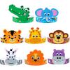 Winlyn 24 Sets Jungle Animal Headbands Craft Kits Safari Crown Art Sets DIY Zoo Party Headbands Foam Stickers Arts and Crafts for Kids Jungle Safari Birthday Activities Party Favors Decorations
